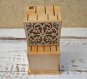 Дерев'яна підставка для ножів із візерунком I підставка для кухонних ножів, фото 2