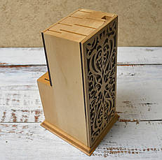 Дерев'яна підставка для ножів із візерунком I підставка для кухонних ножів, фото 4