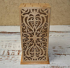 Дерев'яна підставка для ножів із візерунком I підставка для кухонних ножів, фото 3