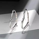 Сережки серце срібло 925 покриття сережки кільця у вигляді великого серця, фото 3