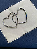 Сережки серце срібло 925 покриття сережки кільця у вигляді великого серця, фото 8