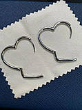 Сережки серце срібло 925 покриття сережки кільця у вигляді великого серця, фото 9