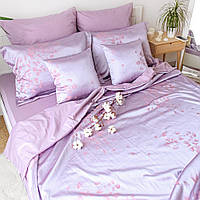 Двоспальна постільна білизна KrisPol, жаккард-сатин 35054-2, бузковий