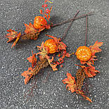 Бутон'єрка "золота осінь" з листям і гарбузом 45 см, фото 2