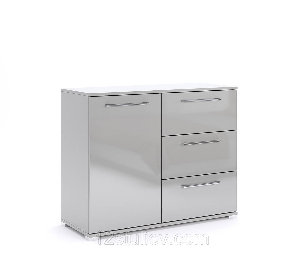 Комод 1д3ш 100 см Меггі Сірий глянець Шиншила Міро-Марк, фото 1