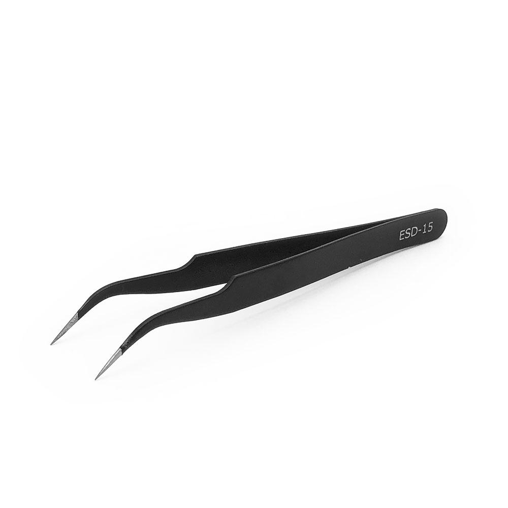 Вигнутий сталевий пінцет ESD-15, фото 1