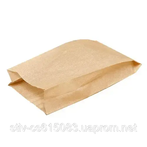 Бумажный пакет саше для еды на вынос 220х380х60 мм крафт-пакеты без ручек - фото 1 - id-p1932828510