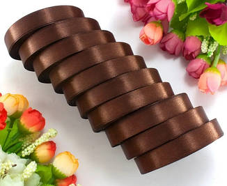 Атласна стрічка для рукоділля - 1,2см x 23 м (опт, 10 рулонів) / Коричневий