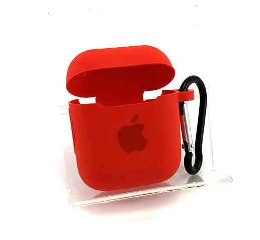 Чохол накладка з карабіном Silicon Case з Logo для AirPods 1/2 Red