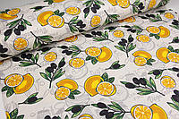 Ткань для обивки мебели, для штор, для кухни, скатертей, салфеток, Турция, лимон и маслины