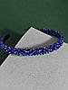 Обруч для волосся, кришталеві намистини, склярус, яскраво-синій,, фото 2