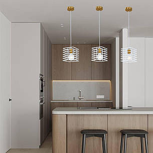 Бронзовий фігурний підвіс с білим плафоном лофт (56-PR104F-1 BRZ+WH), фото 2