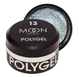 Полігель MOON FULL PolyGel №13, 15 мл, блискітки