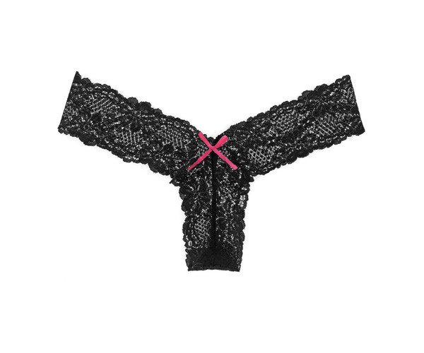 Чорні еротичні мереживні труси з ластівкою, по центру пришитий бантик нижня жіноча еротична білизна