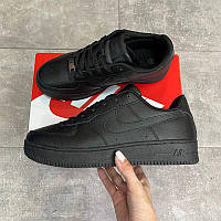 Мужские кроссовки Nike Air Force черные, кроссовки Найк Аир Форс кожа, кроссовки Nike для повседневной носки