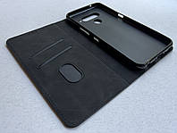 Защитный чехол-книжка для LG V50 ThinQ черный, из матовой искусственной кожи со слотами для карт