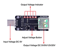 USB Type-C Trigger Board PD2.0 3.0 QC 2.0 3.0 Module Power Supply Voltage Tester DC 5V 9V 12V 15V 20V триггер