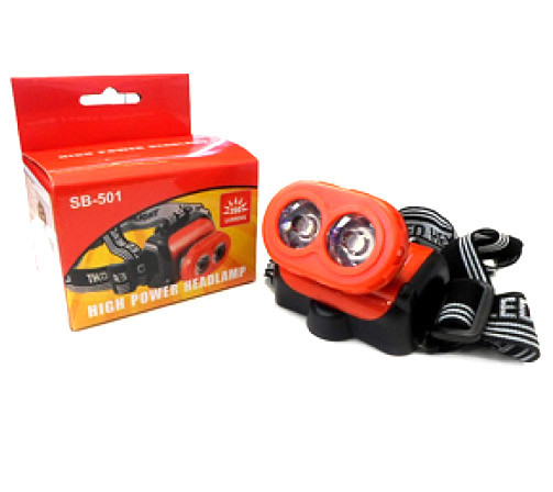 Налобний ліхтар High Power Headlamp SB-501 на батарейках, фото 1