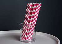 Трубочка коктейльная бумажная, Витая, бело-розовая, Ø 6 мм, 20 см, 25 шт