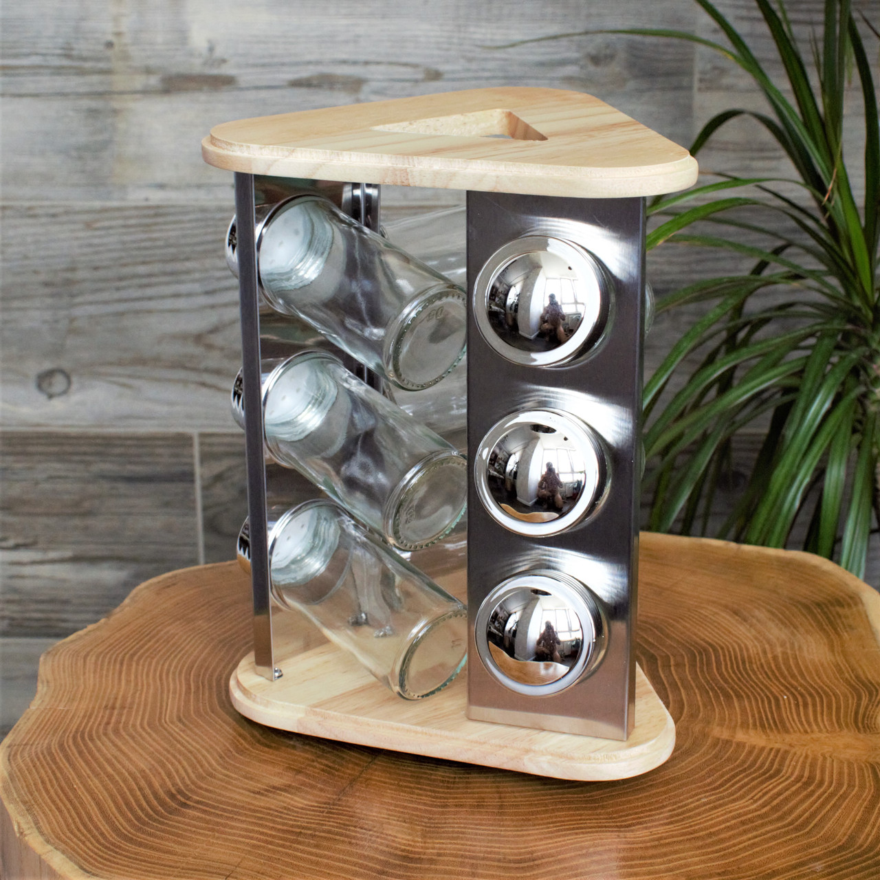 Спецівниця на дерев'яній підставці "Triangle" 9 шт./наб 18*18*24см