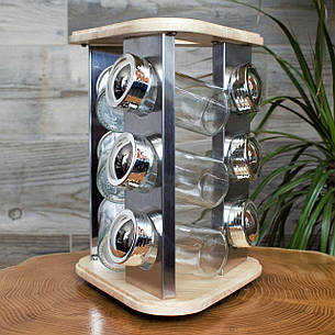 Спецівниця на дерев'яній підставці "Triangle" 9 шт./наб 18*18*24см, фото 2