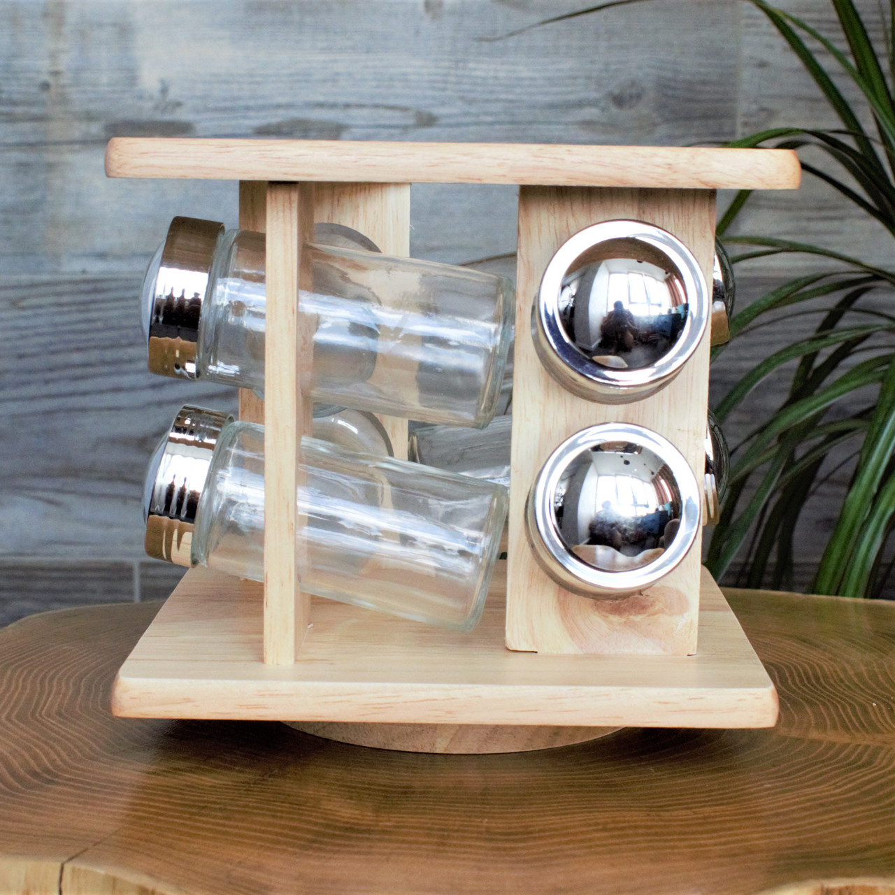 Спецівниця "Stenson" на дерев'яній підставці 8 шт./наб 17.5*17.5*17см