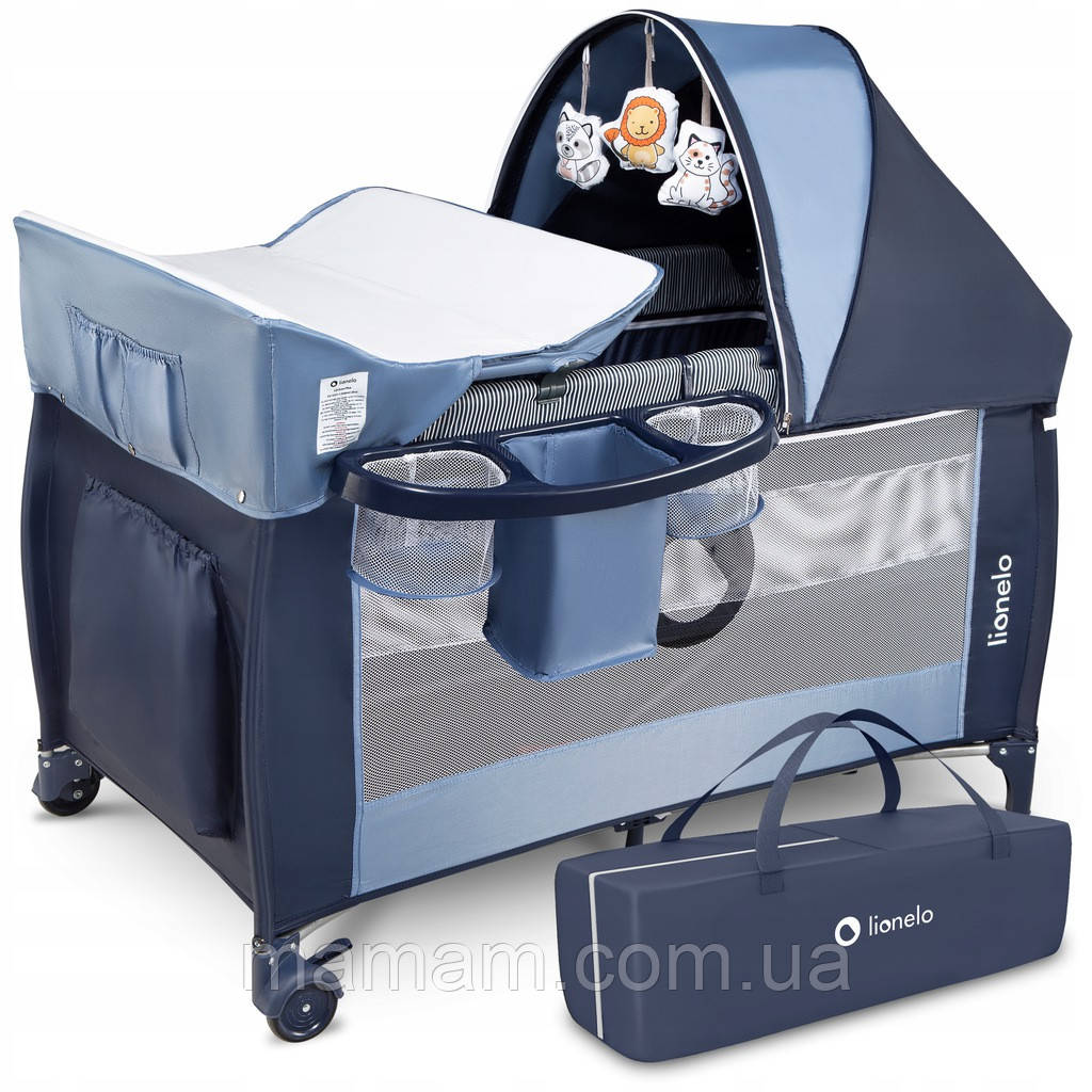 Ліжечко-манеж Lionelo Sven Plus Blue/Navy, фото 1