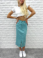 Стильная джинсовая юбка миди с разрезом "Fresh" 42,44,46,48