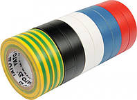 Изолента разноцветная YATO, 19 мм х 20 м, Набор 10шт.