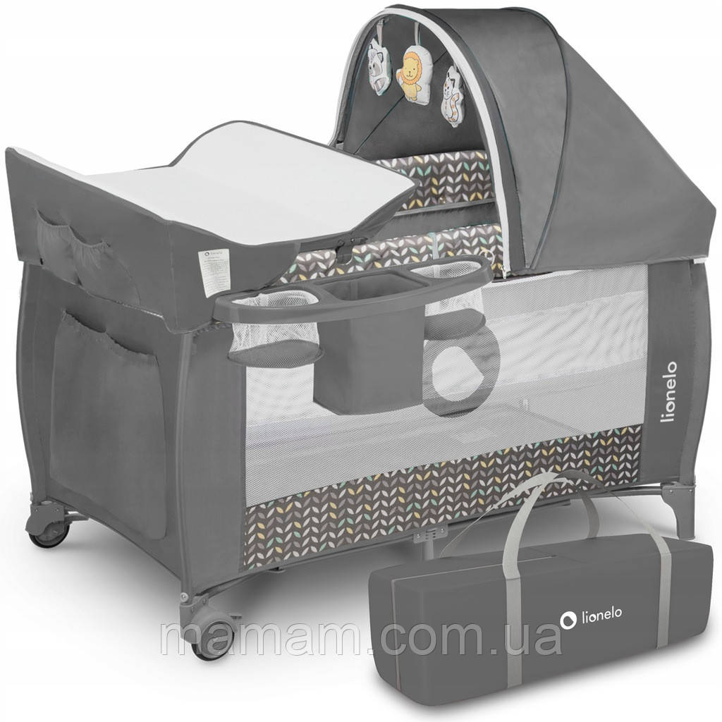 Ліжечко-манеж Lionelo Sven Plus Grey/Scandi, фото 1