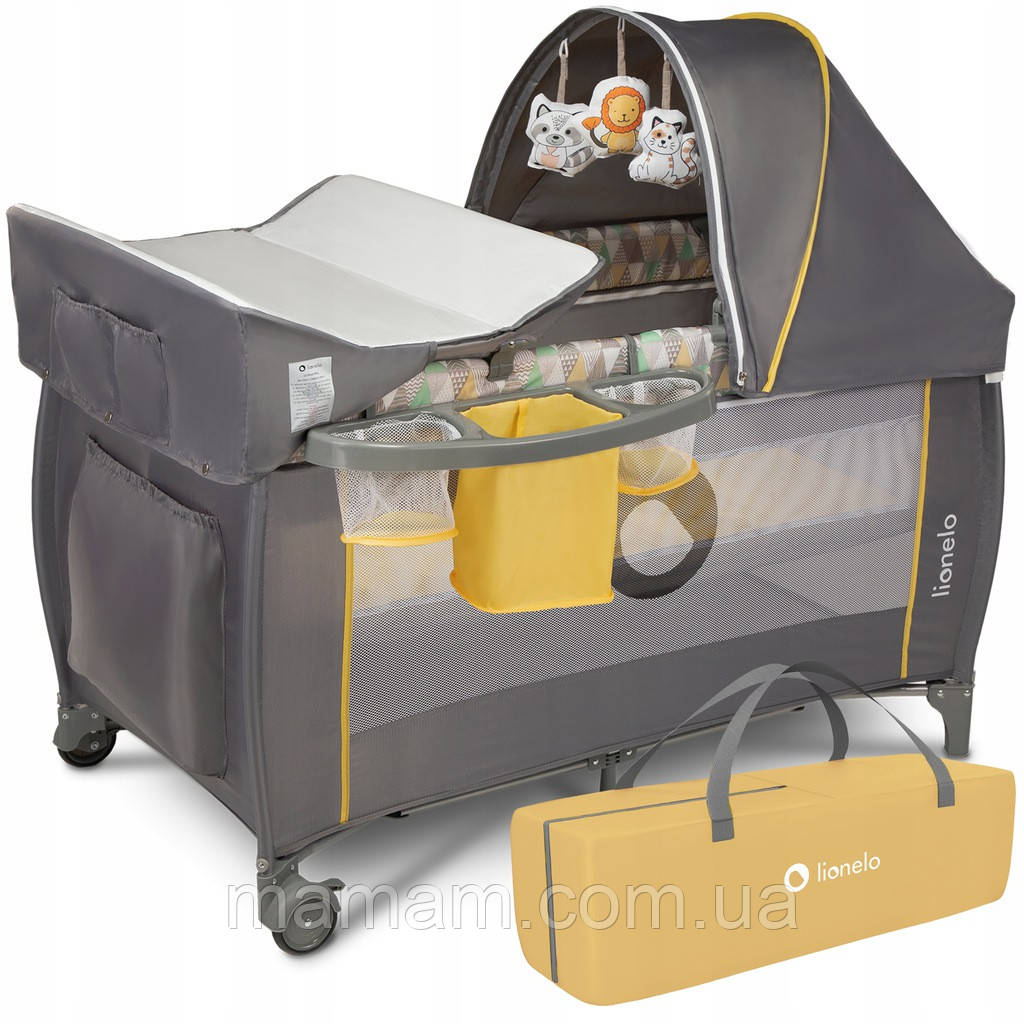 Ліжечко-манеж Lionelo Sven Plus Yellow Scandi, фото 1