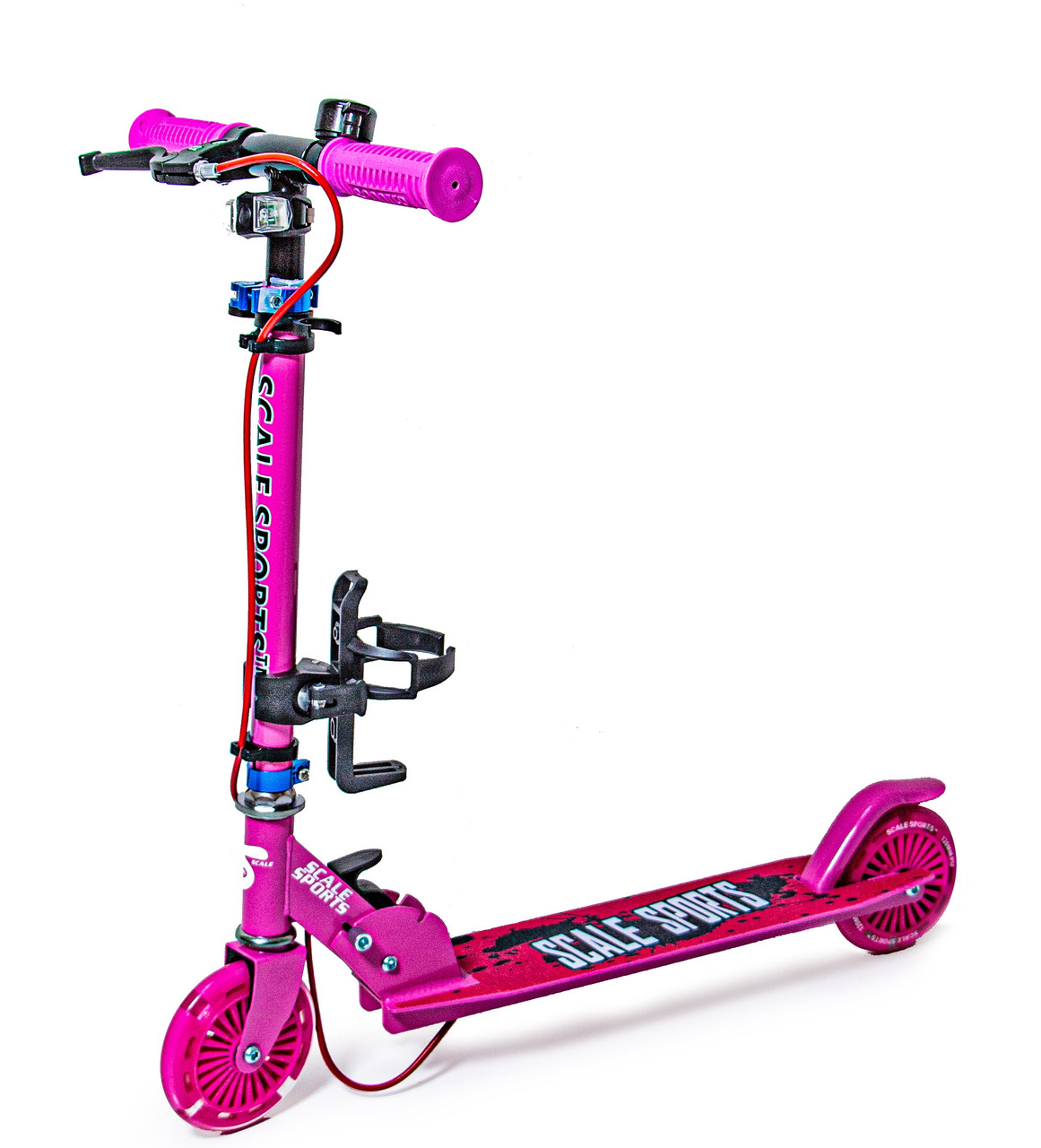 Самокат для дітей від 3-х років з ручним гальмом Scale Sports SS-13 Рожевий. Колеса 120 мм, світяться під час катання
