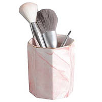 Мраморный органайзер (подставка) для хранения макияжных кистей Нежно-розовый