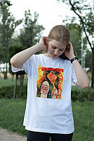 Детская патриотическая футболка c нашивкой для девочки из материала кулир р. 104-170