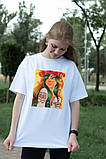 Дитяча патріотична футболка з нашивкою для дівчинки з матеріалу кулір. 104-170, фото 6