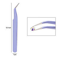 Пинцет изогнутый (скошенный) острый длля захвата страз, стикеров, бусинок и других мелких деталей Фиолетовый В-2
