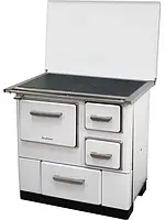 Дровяная печь-кухня с духовкой и конфоркой для отопления и приготовления пищи MBS 3 белая (с крышкой)