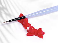 Пластиковая подставка-держатель "Бант" под маникюрные кисточки Красный