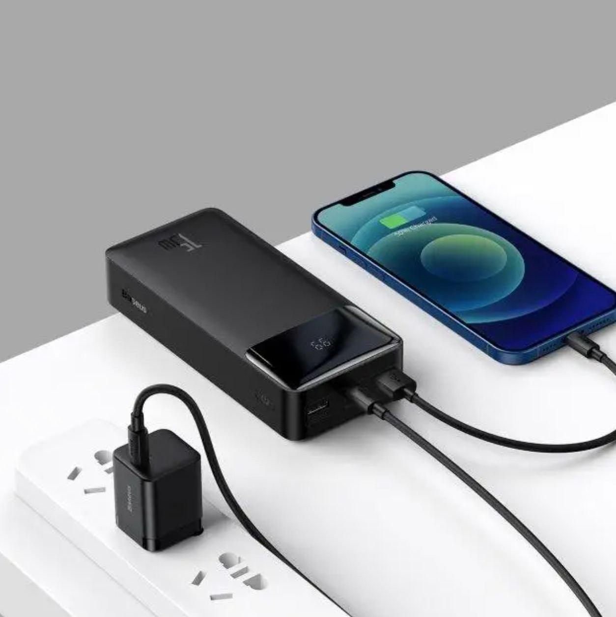 Power bank 30000mah Baseus Переносной аккумулятор для телефона с быстрой зарядкой, Хороший повербанк 2USB, фото 7