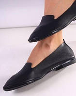 Черные туфли эко кожа низкий ход размер 37 38