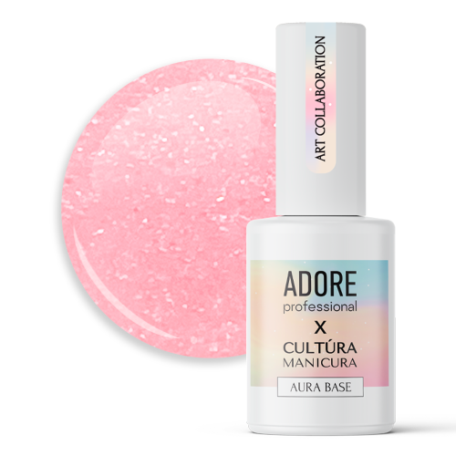Основа-хамелеон з мікроблиском Adore Aura Base №02 Персиково-рожева 8 мл, фото 1