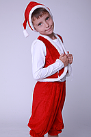 Детский маскарадный костюм на праздник Гном велюр (красный)