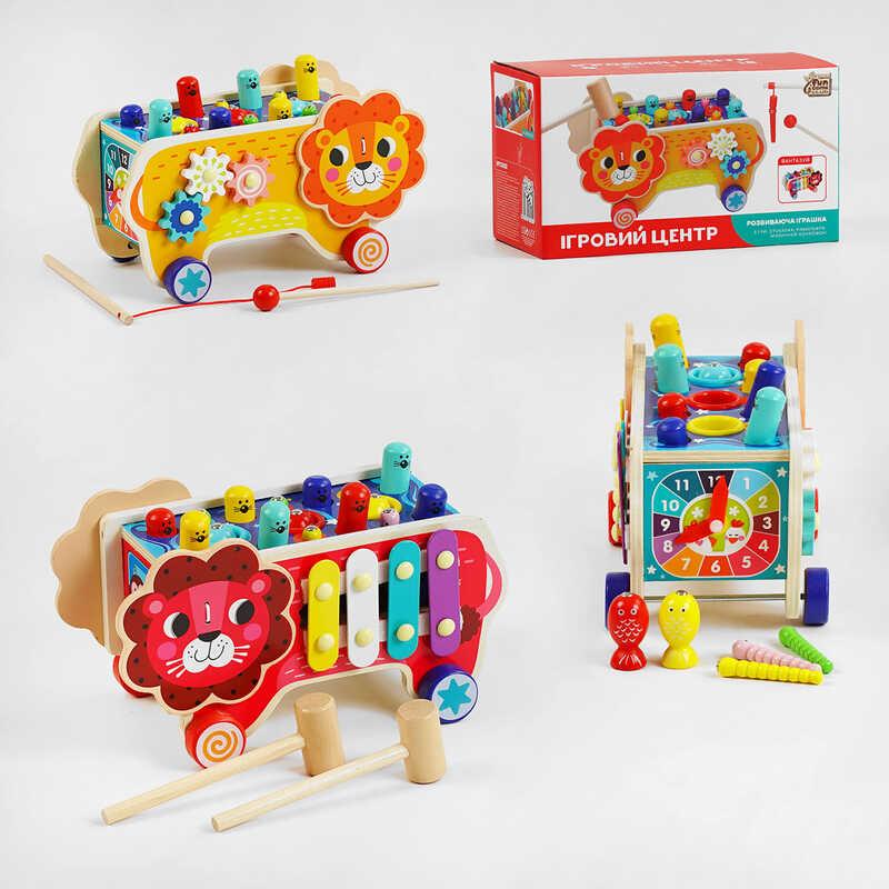 Ігровий центр "Лев", ксилофон, магнітна риболовля, стукалка, шестерні, годинник, в кор. 26*15*14см (24шт), фото 1