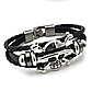 Браслет чоловічий шкіряний Кадавр із черепом Yuwi Feya багатошаровий чорний, фото 4