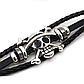 Браслет чоловічий шкіряний Кадавр із черепом Yuwi Feya багатошаровий чорний, фото 2