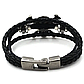 Браслет чоловічий шкіряний Кадавр із черепом Yuwi Feya багатошаровий чорний, фото 6