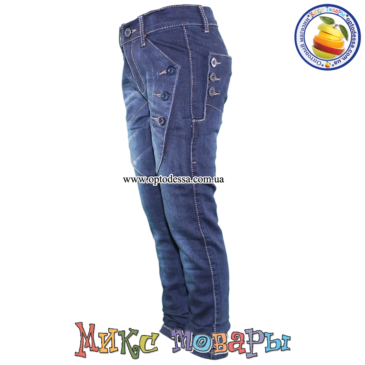 Модные джинсы с пуговицами для девочек от 6 до 11 лет (16006) - фото 3 - id-p337481974