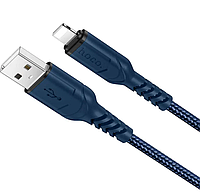 Кабель для зарядки и синхронизации HOCO USB Lightning 2.4 A в тканевой оплетке 1m Blue (X59)