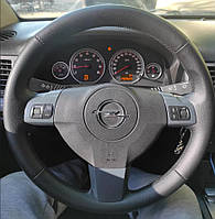 Чехол на руль Opel Vectra C 2006-2008 со спицами черная эко-кожа Опель Вектра Ц