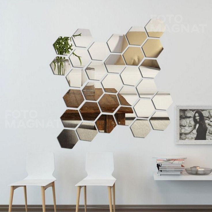Зеркальная наклейка на стену в виде сот "Sota" - акриловая панель для декора интерьера, самоклеющаяся - фото 7 - id-p1932852215